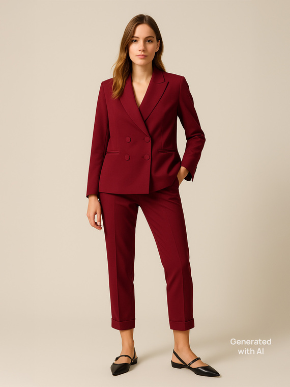 Pantaloni cropped din țesătură crepe