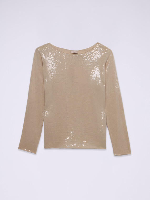 Full sequin cotton T-shirt