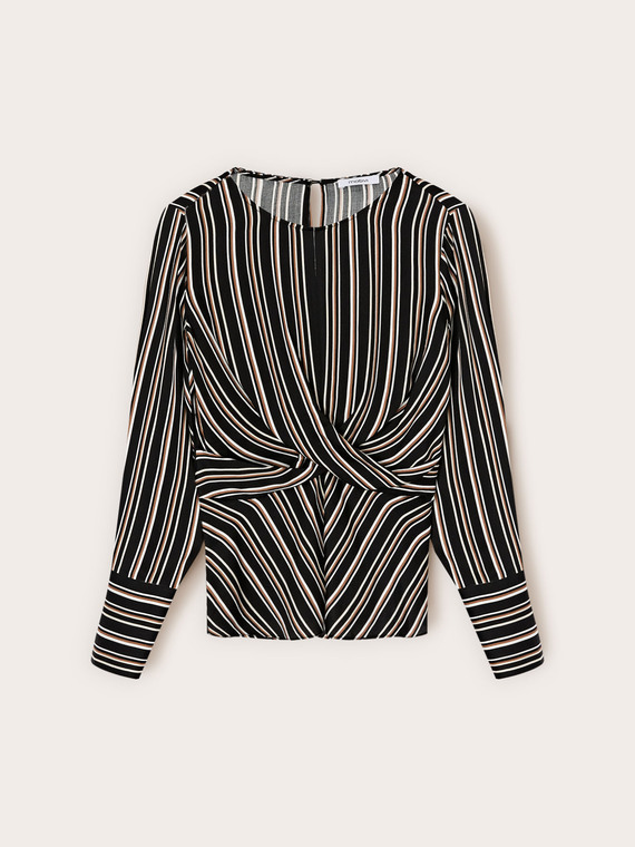 Striped wrap blouse