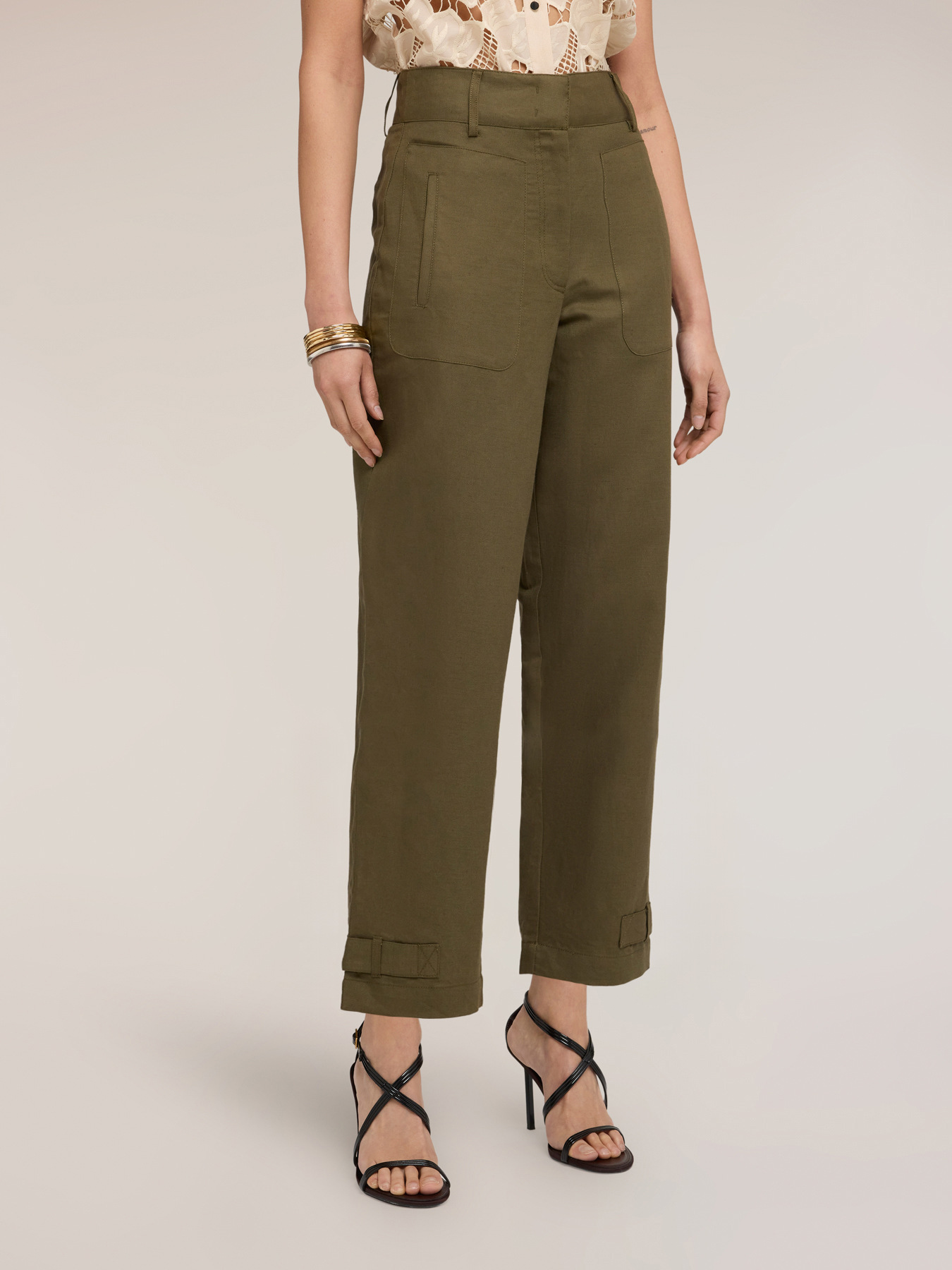 Mixed linen trousers image number 0