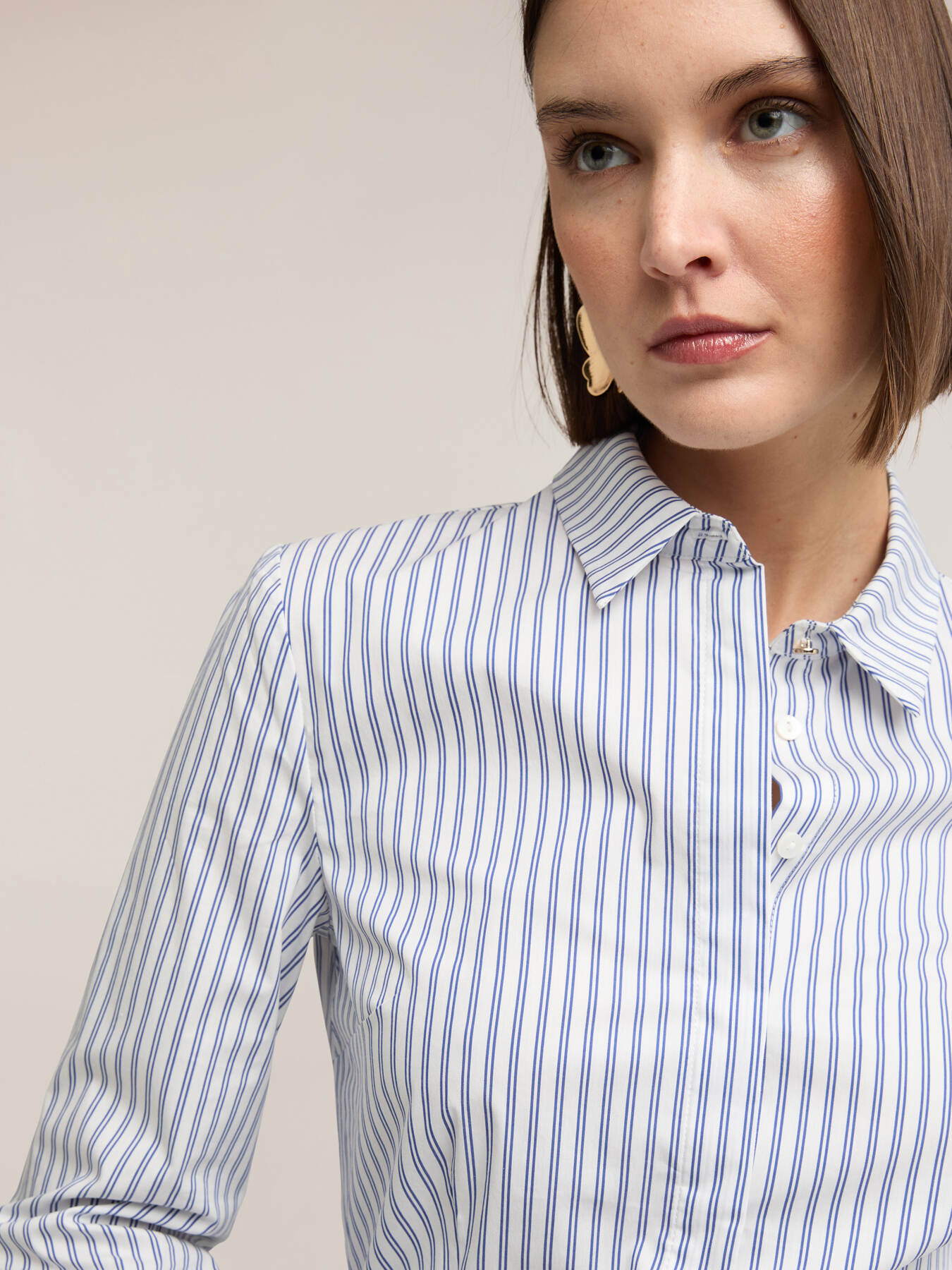 Striped poplin shirt image number 3