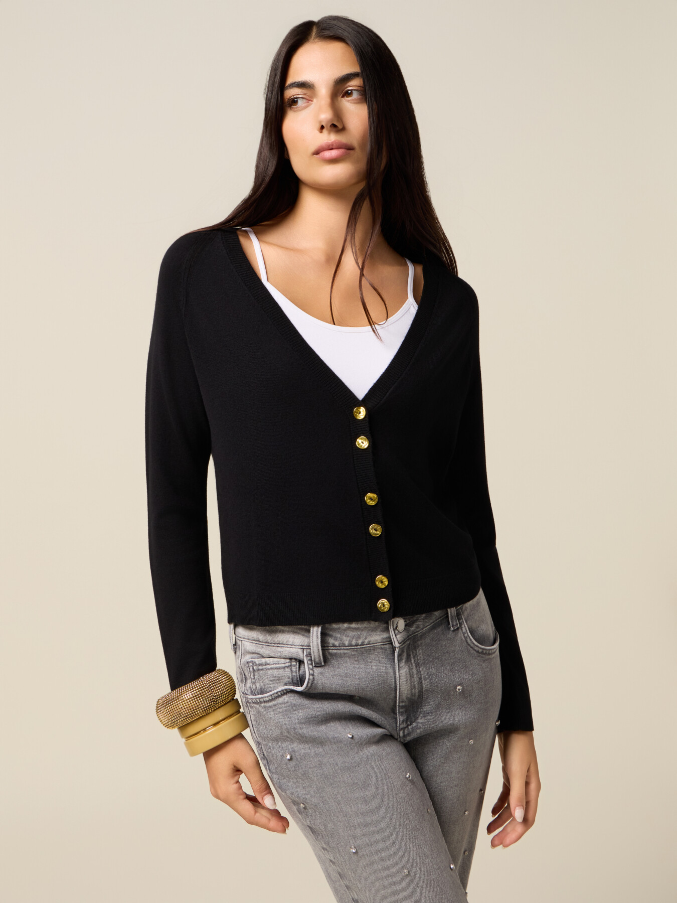 V-neck cardigan in viscose blend image number 0