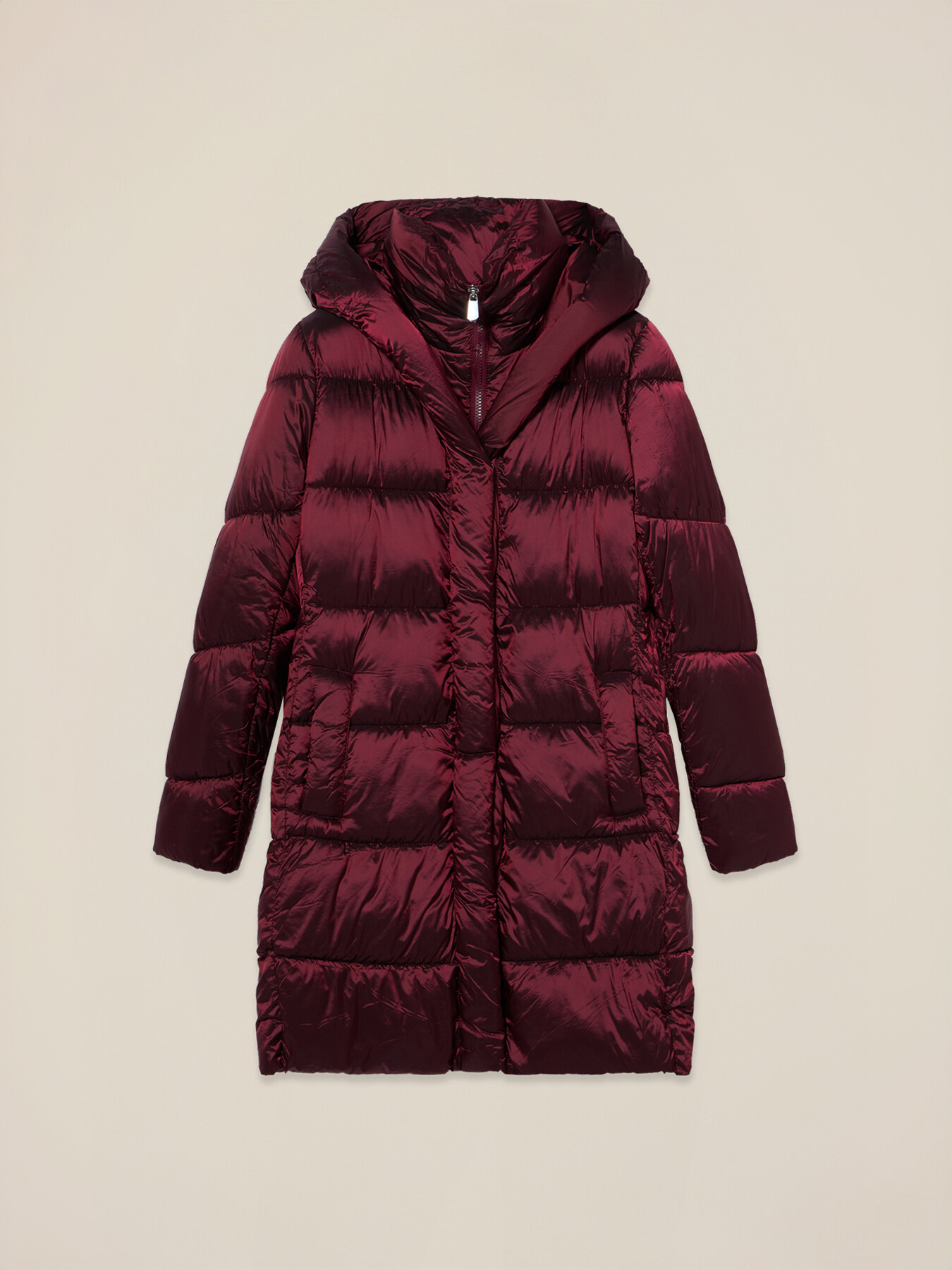 Piumino lungo in nylon con cappuccio image number 3