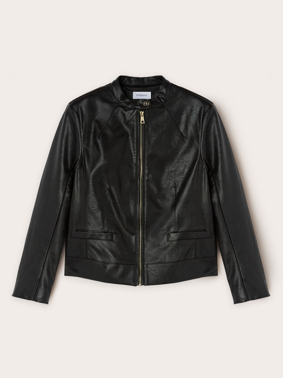 Coated fabric winter jacket with shaping cuts