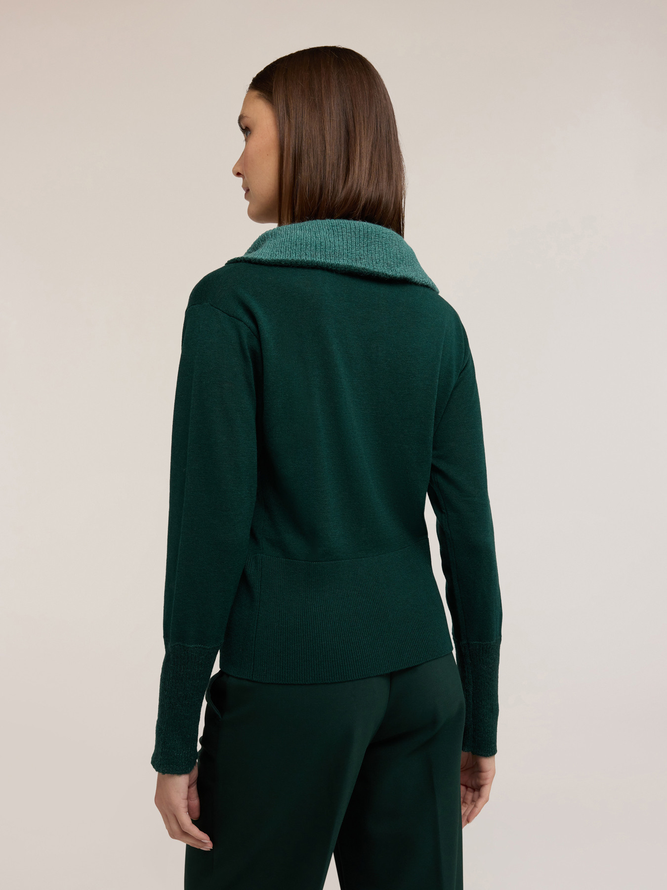 Mixed silk collar sweater image number 2