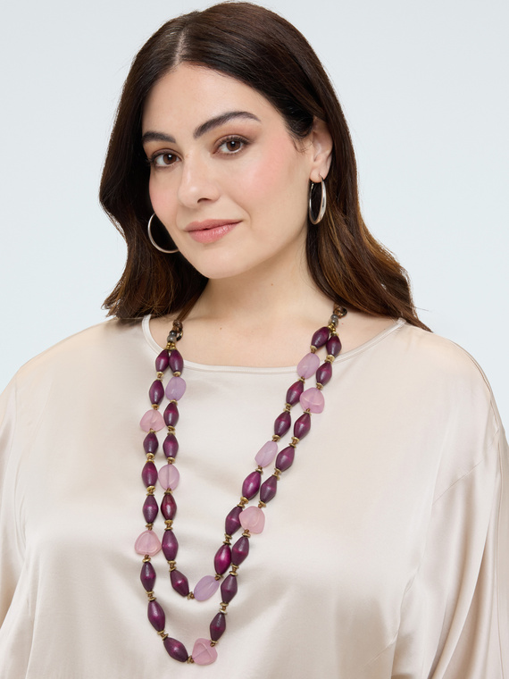 Double strand necklace with mixed pearls