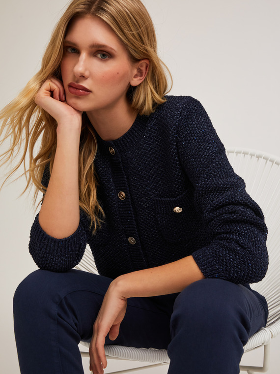 Cardigan mit Paillettenfaden