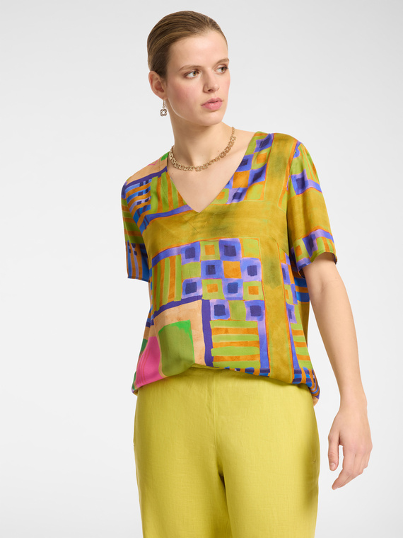Printed short sleeve blouse