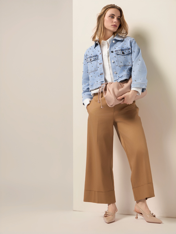 Cotton blend palazzo pants