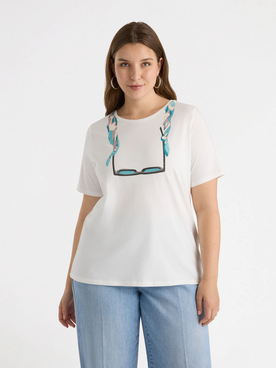T-Shirt mit Brillen-Print