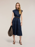 Denim shirt dress with ruffled skirt image number 0
