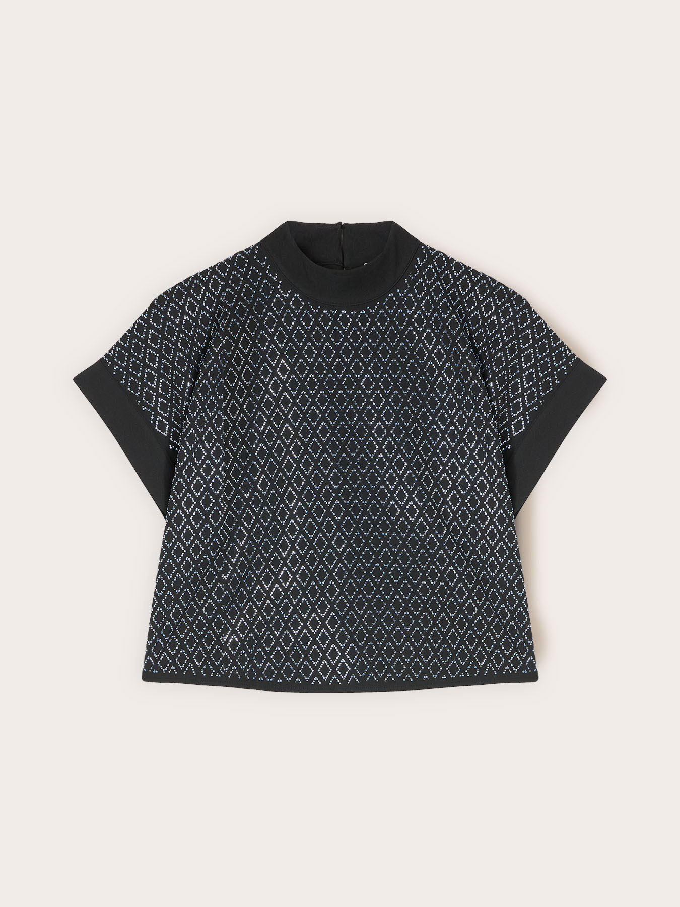 Bluză din jersey cu aplicație geometrică de strasuri image number 4