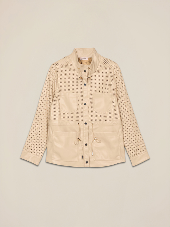 Parka corto con parti laserate
