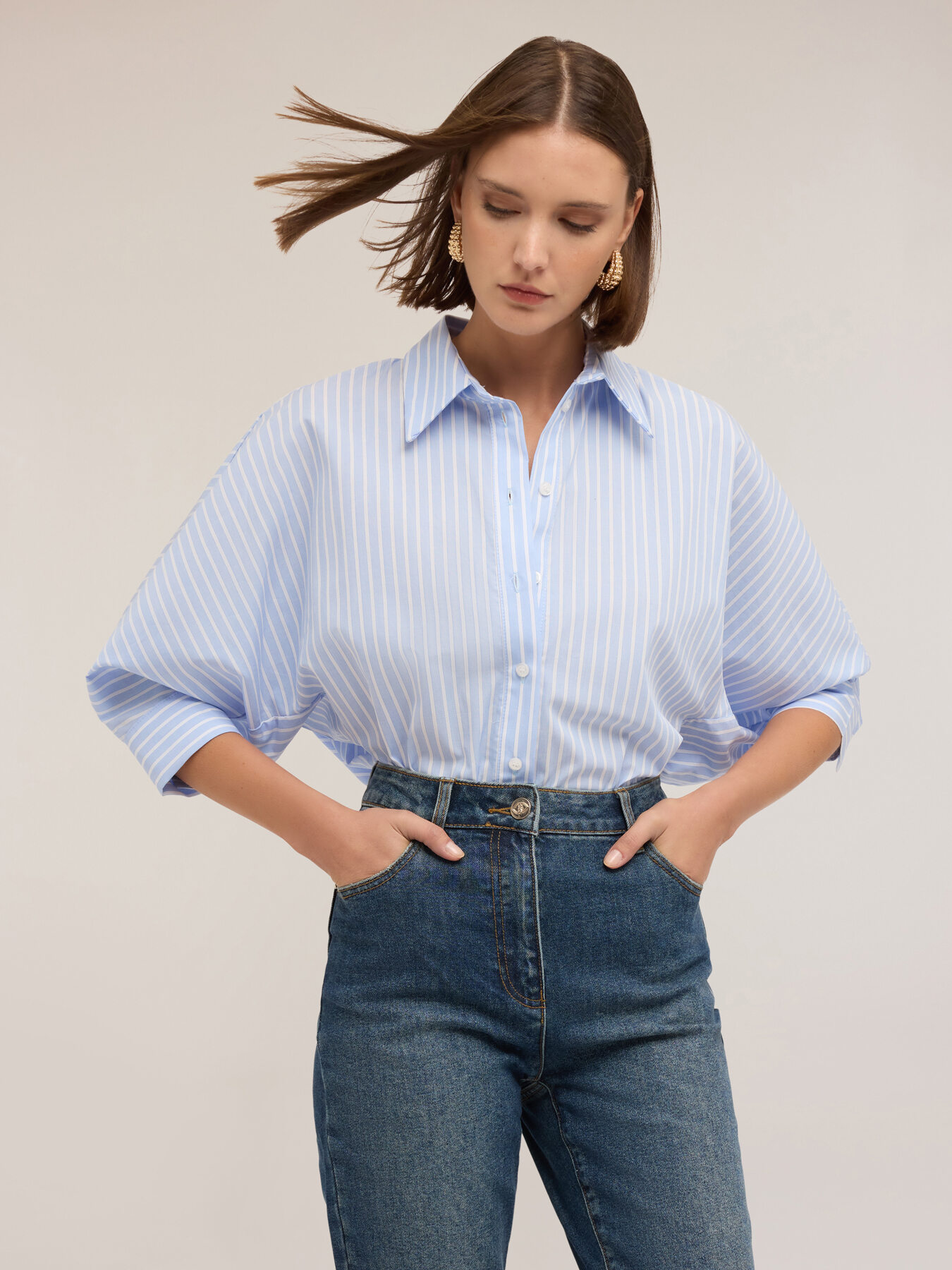 Camisa oversize a rayas image number 0