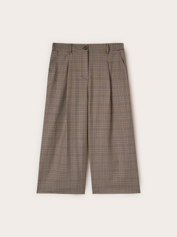 Pantaloni cropped in tinto filo fantasia check