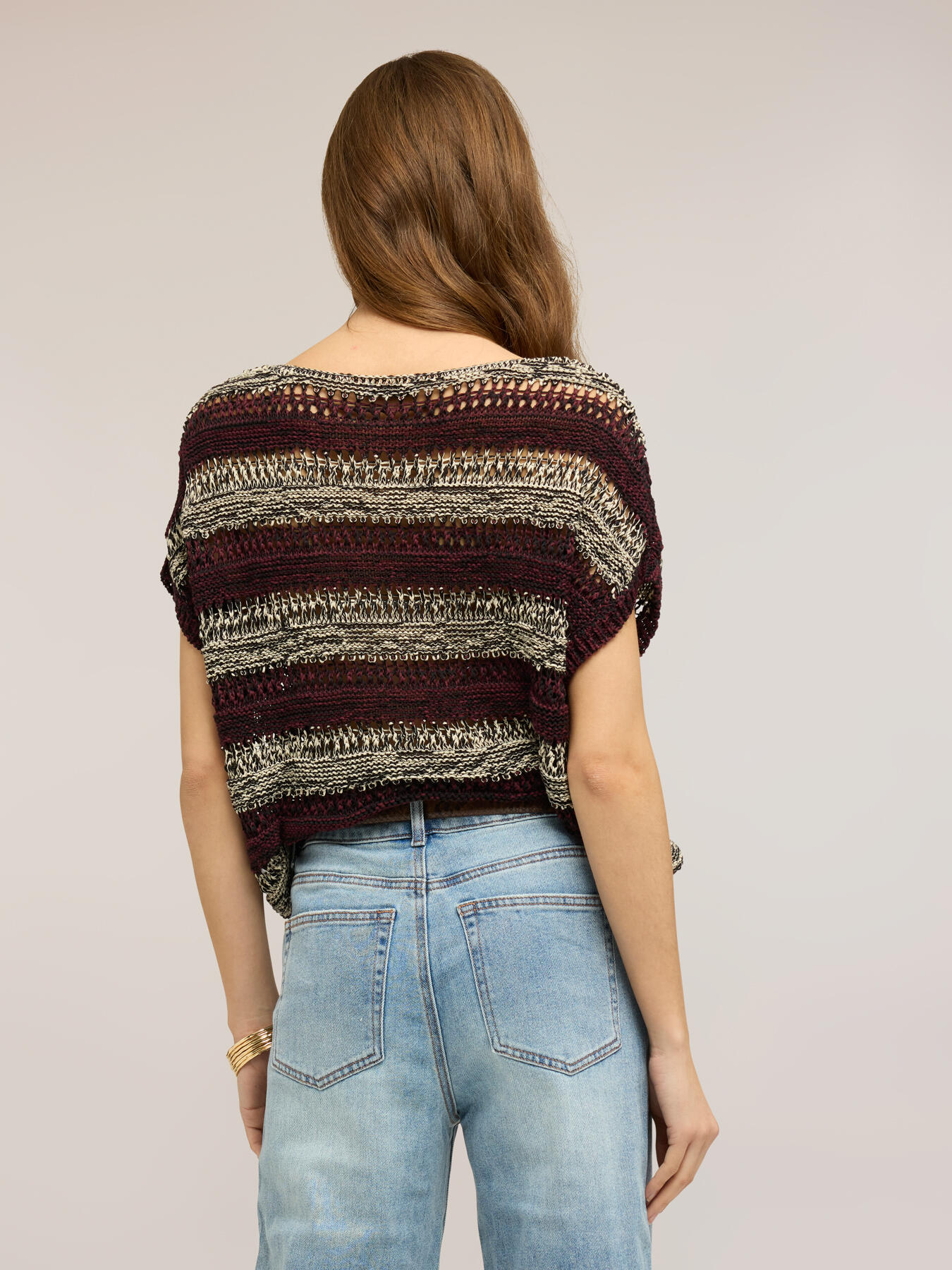 Striped openwork effect knitwear image number 1