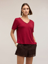 Tricou din amestec de in cu profile aurii image number 0