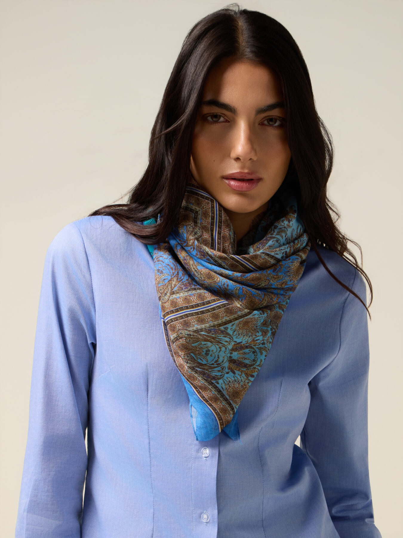 Patterned foulard scarf image number 0