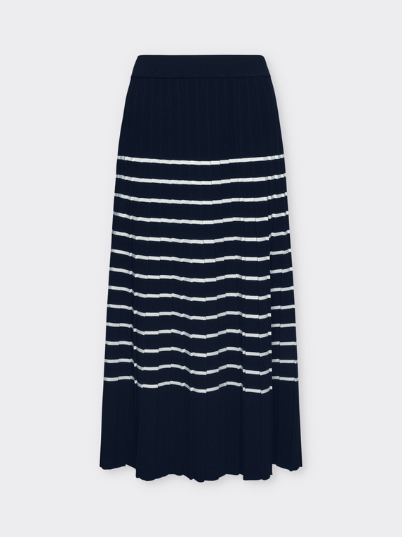 Striped pleated midiskirt