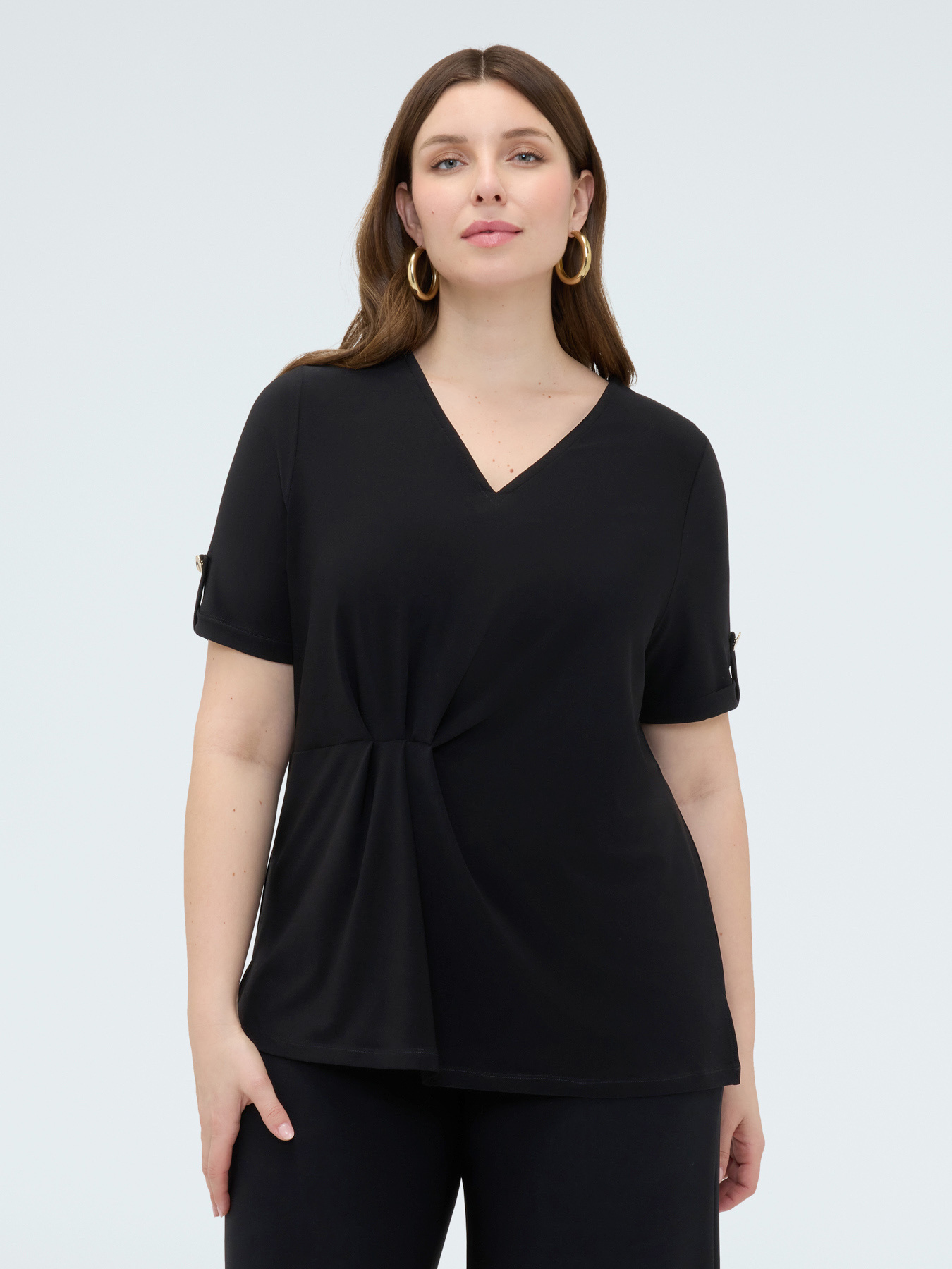 T-shirt in jersey con drappeggio image number 2