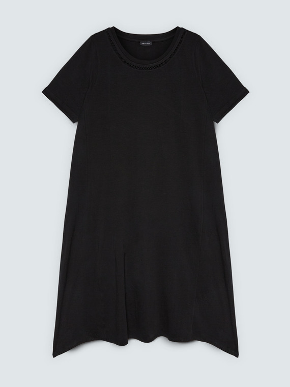 Dress with perforated detail at the neck