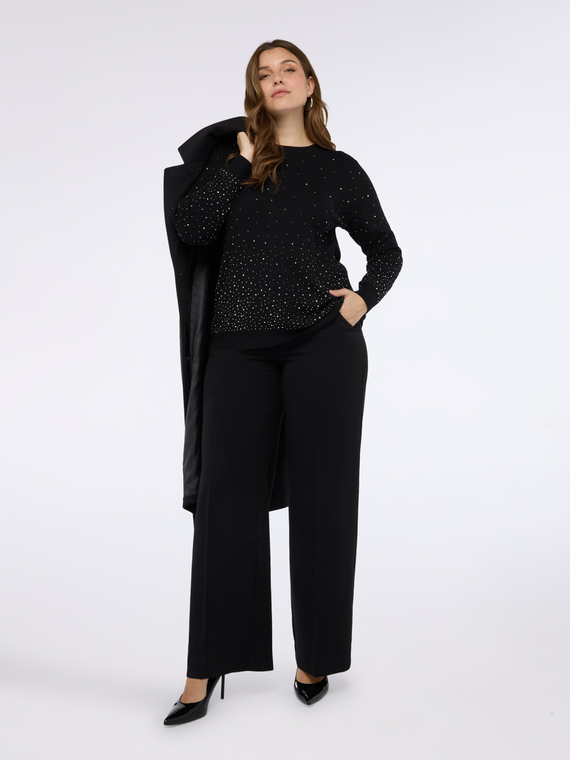 Rundhals-Pullover mit leuchtenden Applikationen