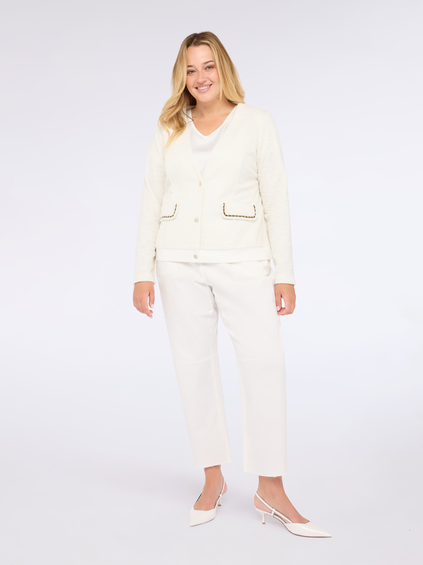 Bouclé-Sweatshirt-Jacke mit Kettchen image number 0