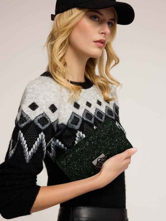 Glitter-coated fabric Wallet Bag