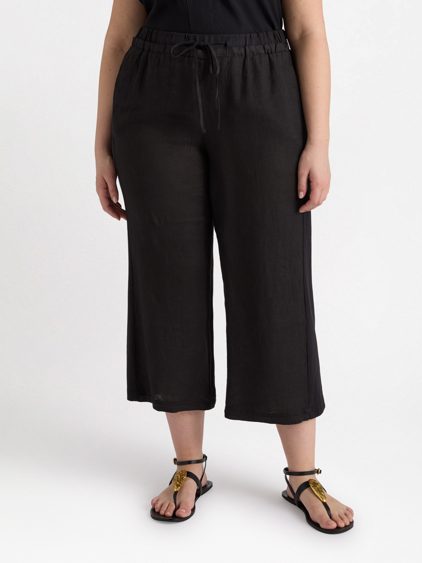 Pantaloni in lino e jersey con lacci image number 0