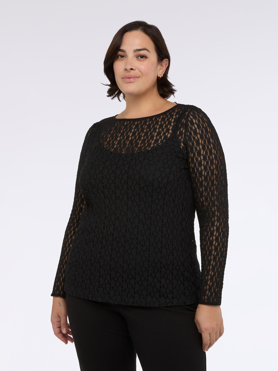 T-shirt in jersey con lavorazione traforata