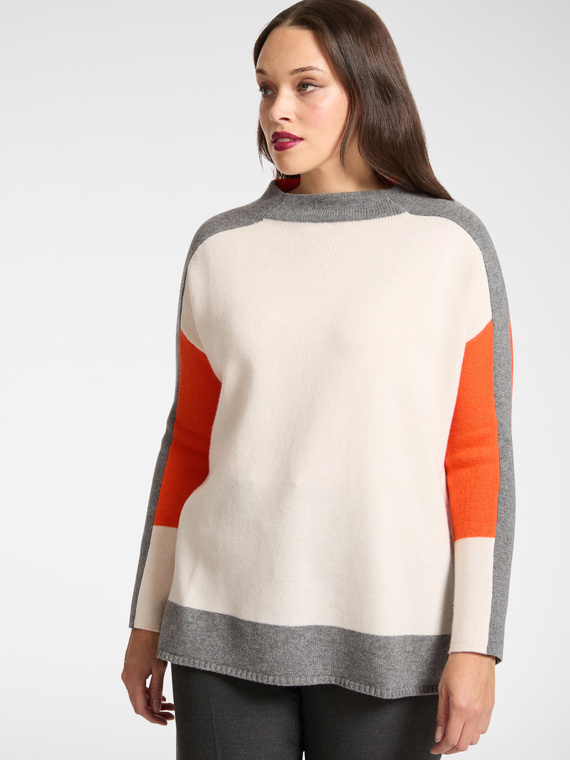 Color block wool sweater