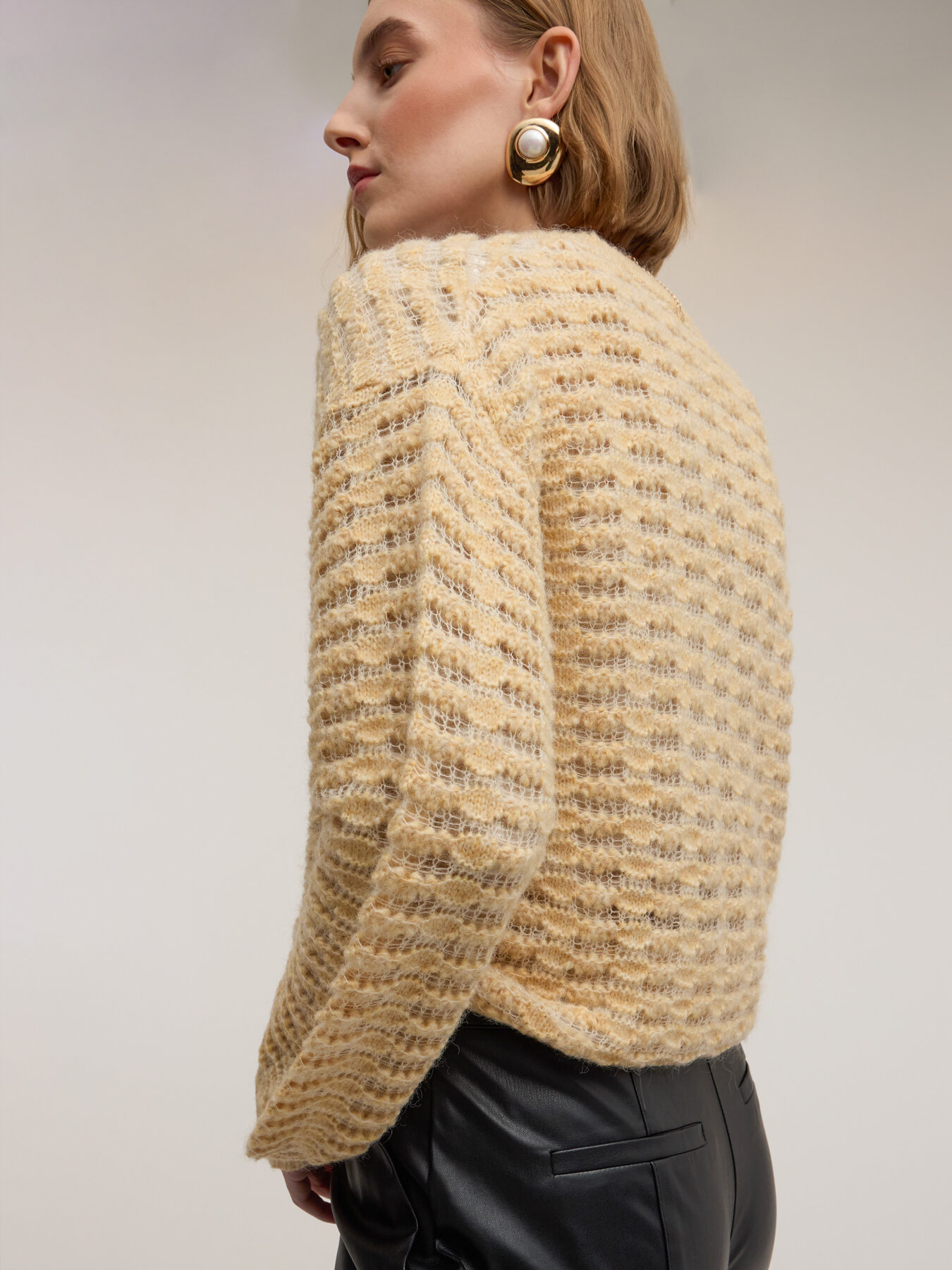 Cardigan traforato in misto lana image number 3