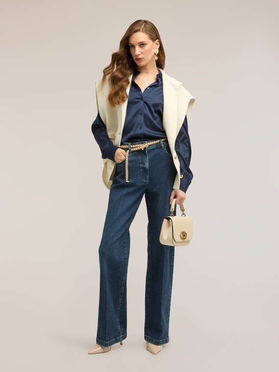 High-waisted palazzo jeans