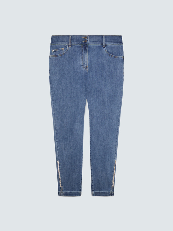 Skinny-Jeans mit leuchtendem Applikation
