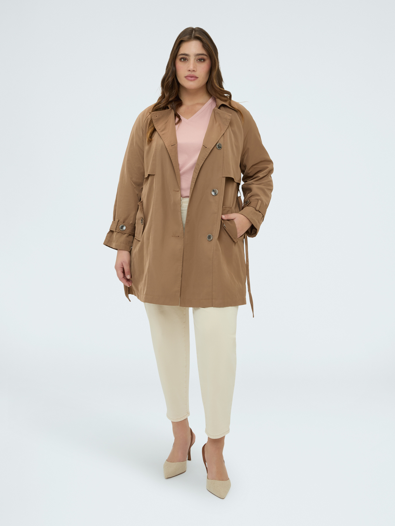 Trenchcoat aus Satin mit G&uuml;rtel image number 2