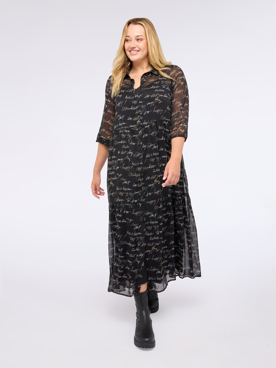 Robe chemisier longue avec imprimé lettrage