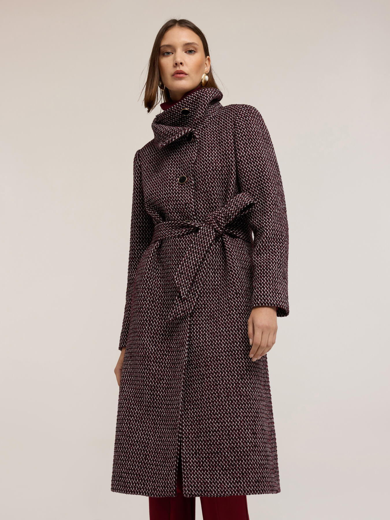 Tailored coat with belt image number 2