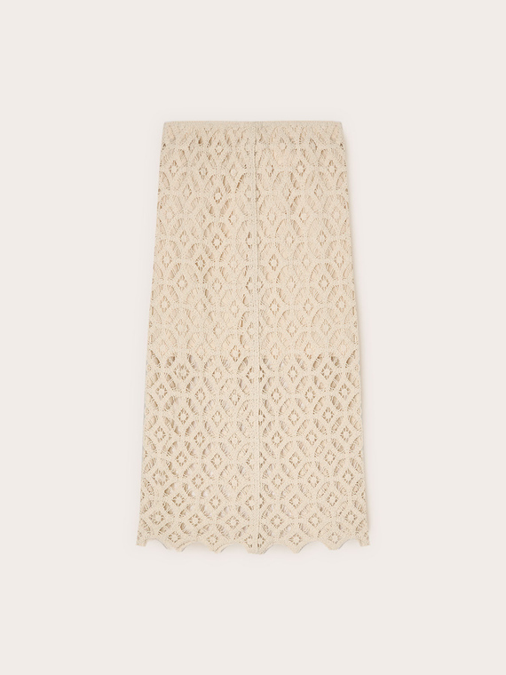 Macram&eacute; lace midi skirt