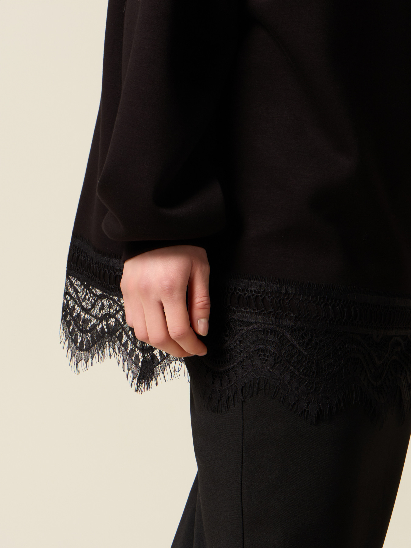 Sweatshirt with lace trim image number 2