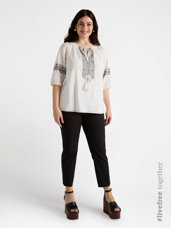 Blouse with ethnic embroidery