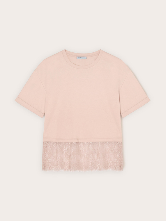 Tricou cu inserție din dantelă