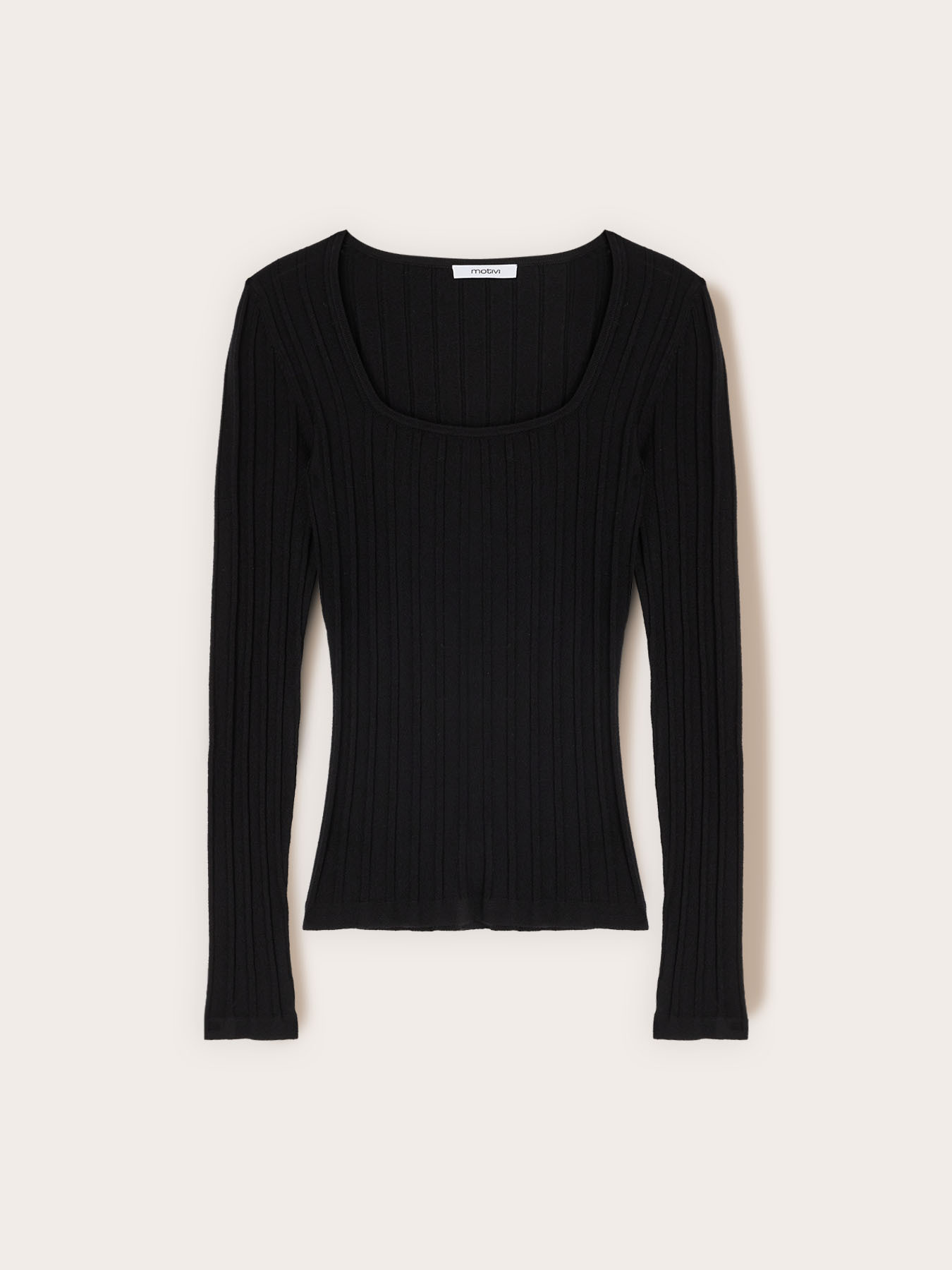 Ribbed knit top with square neckline image number 3