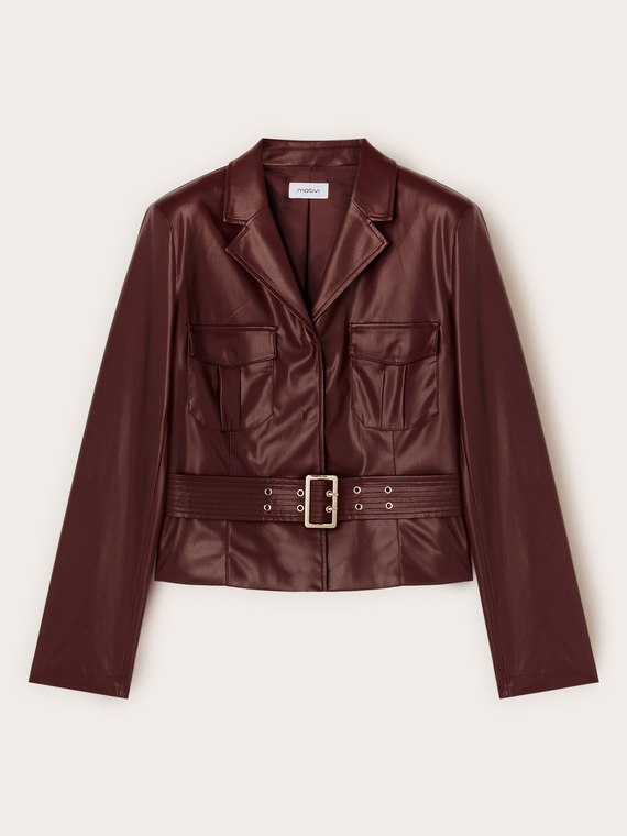 Coated-effect jacket with belt