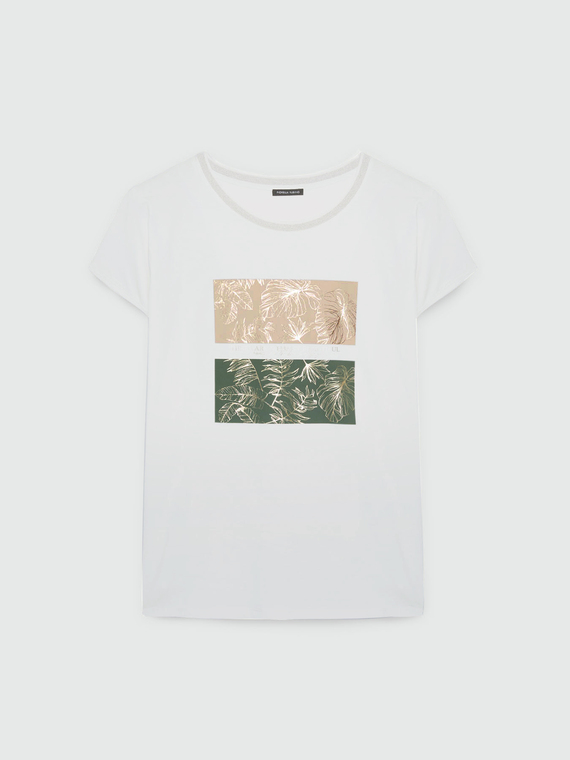 T-Shirt mit Blätterdruck