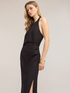 Robe longue en m&eacute;lange de lin avec drap&eacute; image number 3