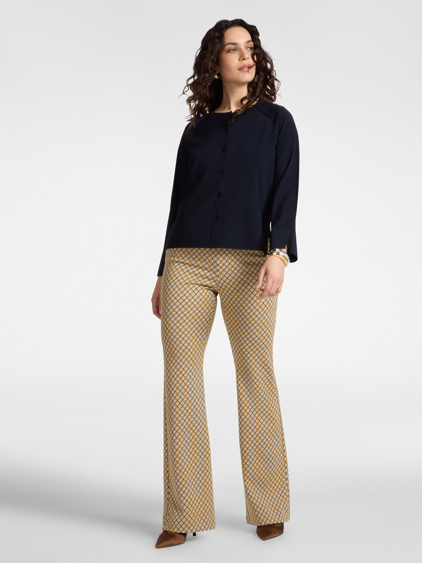 Viscose blend crew neck cardigan image number 2