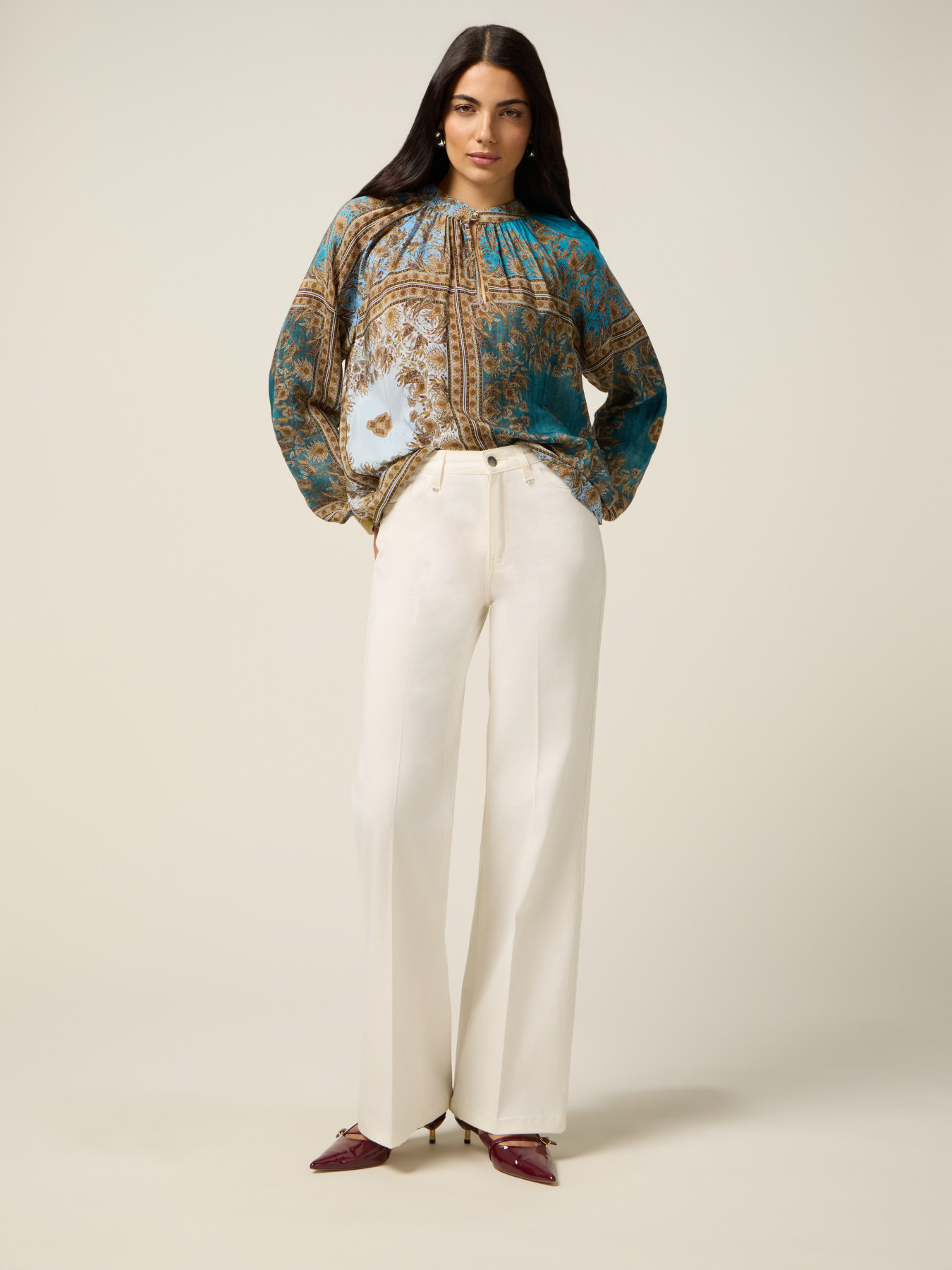 Pantaloni wide leg misto cotone image number 0