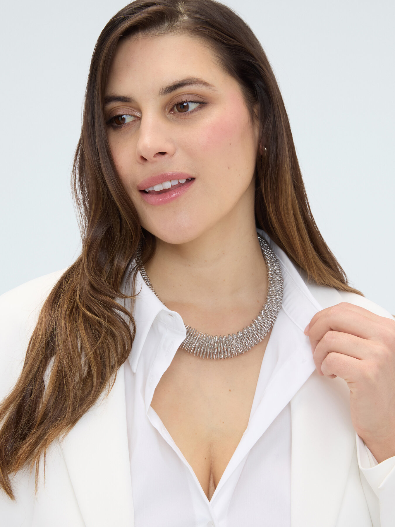 Silver spiral necklace image number 2