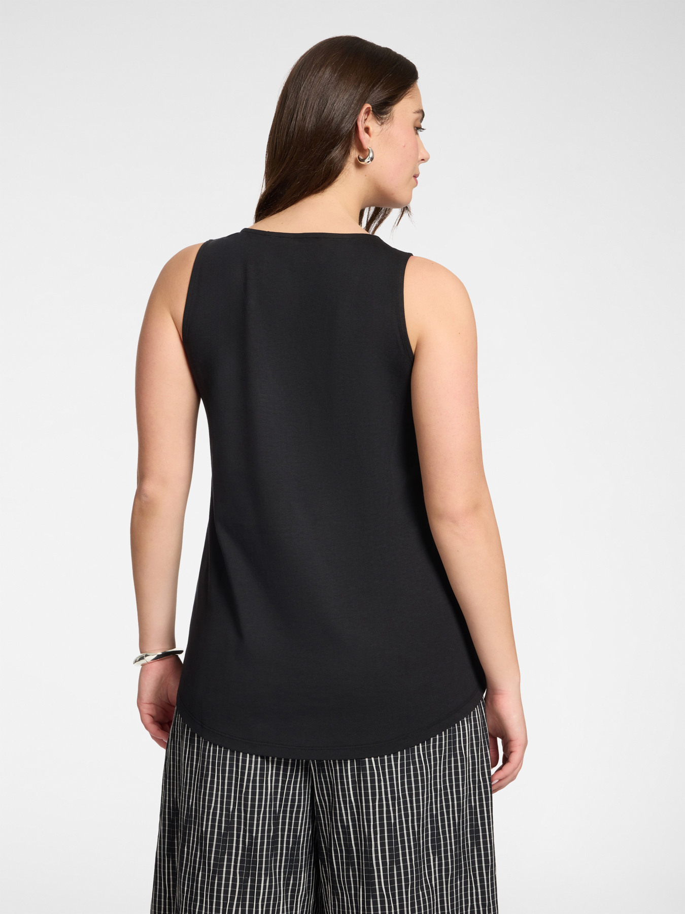 Mixed lyocell top with V-neck image number 1