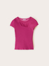 Bi-material t-shirt with draped insert image number 4